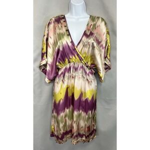 Anthropologie Dolan Los Angeles 100% Silk Mini Dress  bohemian sz M tie dye